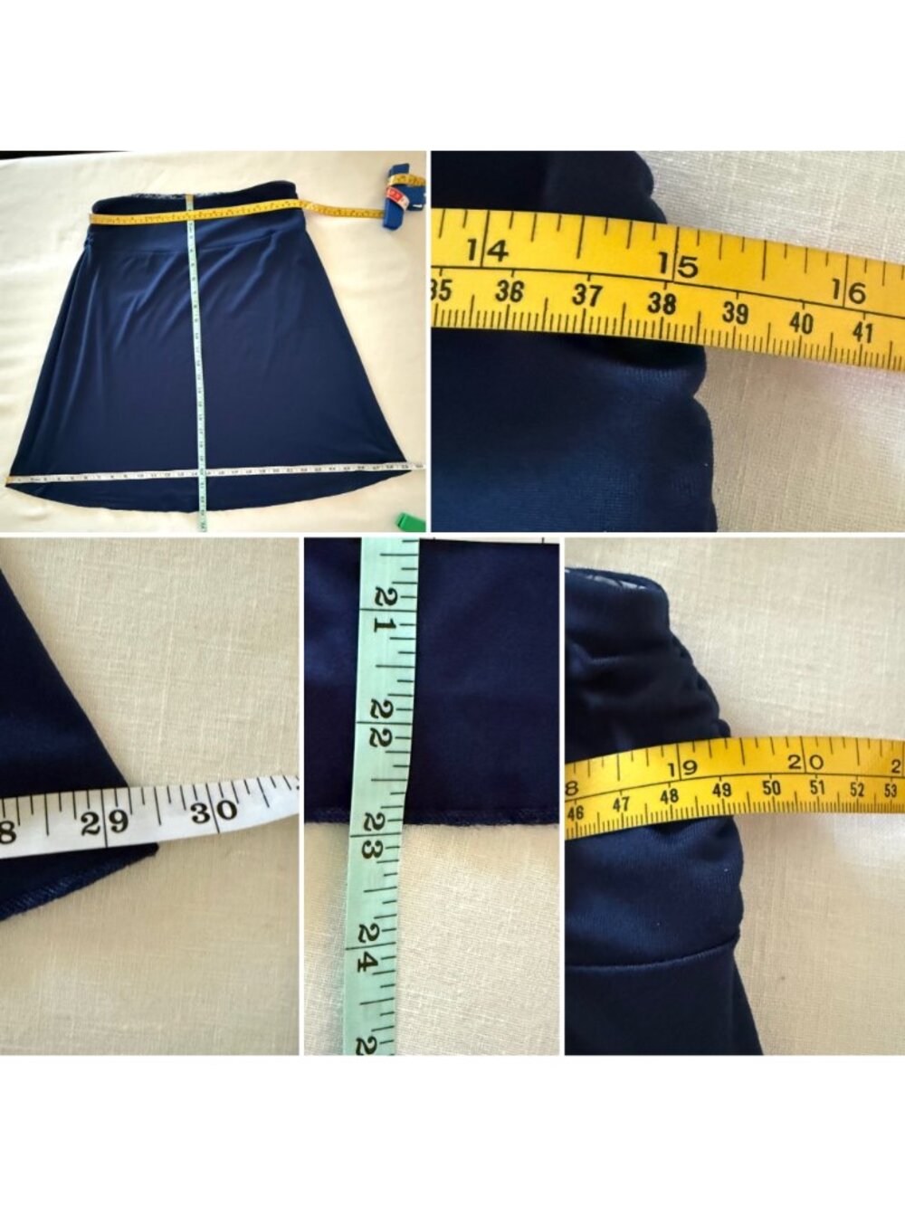 Reversible Skirt Sz L Navy White Medallion Print A Line Knee Length - Picture 7 of 11